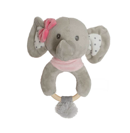 Elephant Baby Rattle Pink Bow