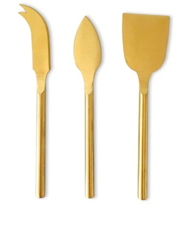 Gold 3 piece cheese knife set