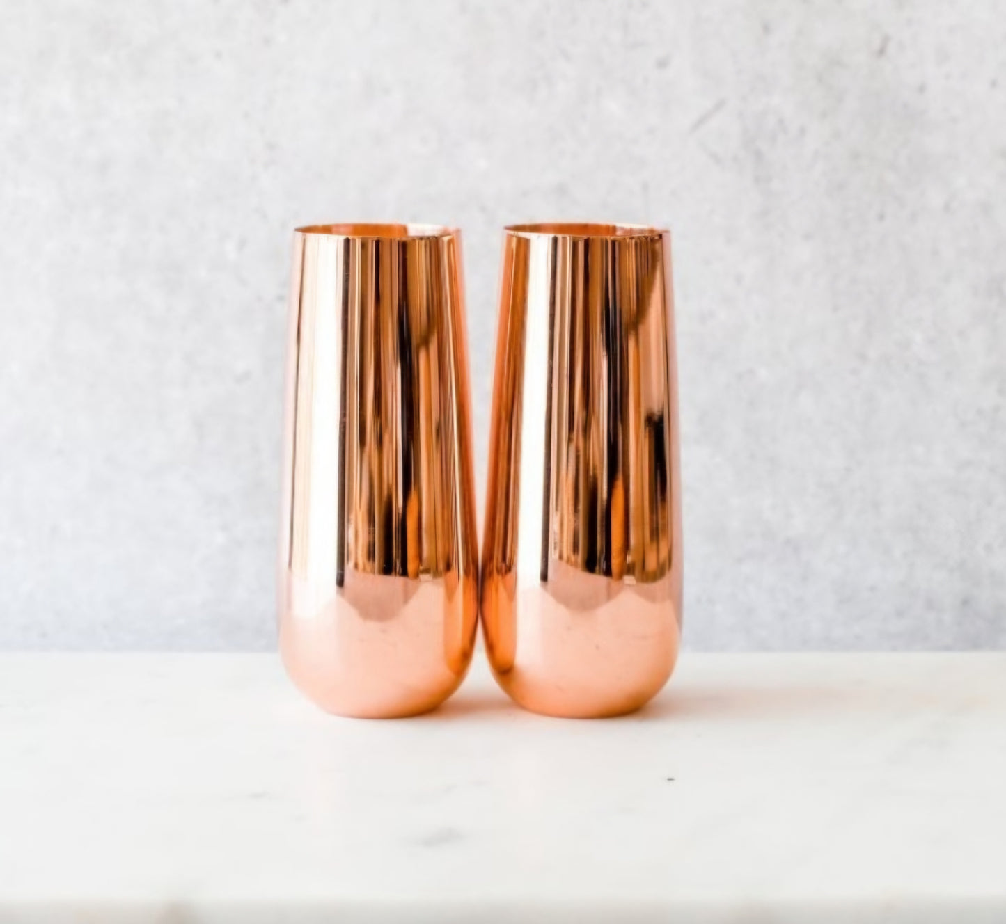 Pair of Copper Plated champagne flutes