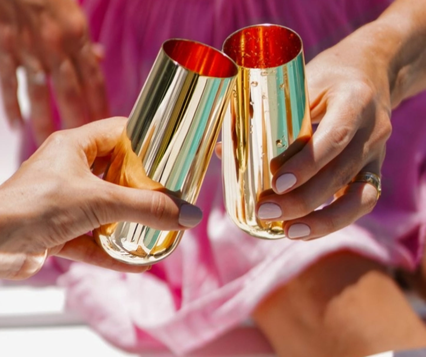 Pair - Gold plated Champagne Flutes