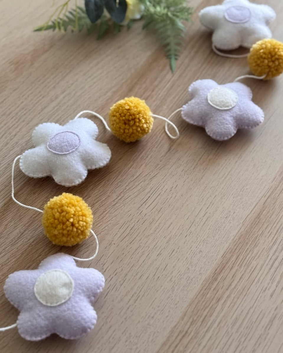 Lilac and Purple Flower Bunting for Baby Nursery