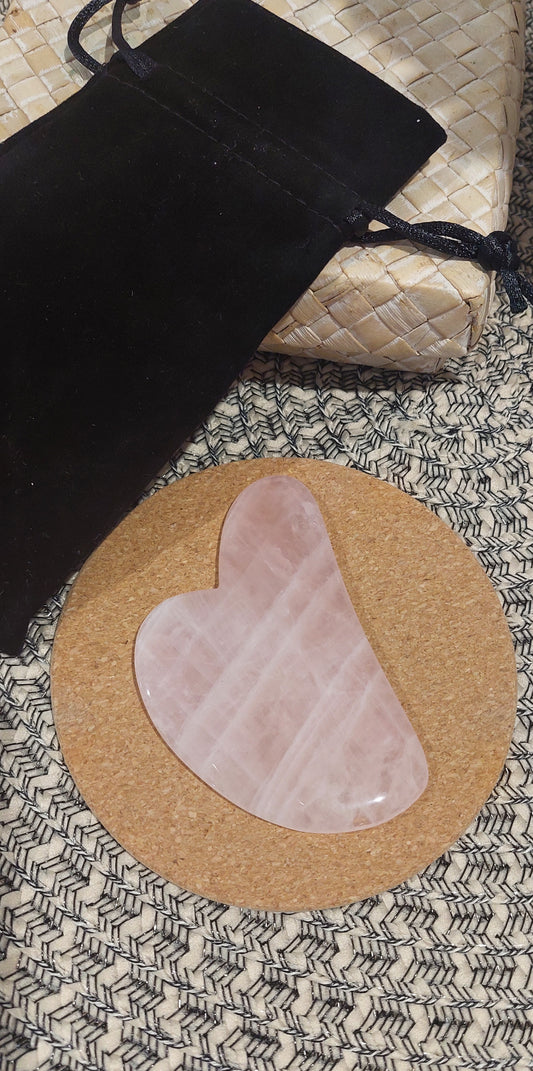Gua Sha Rose Quartz Crystal and Bag