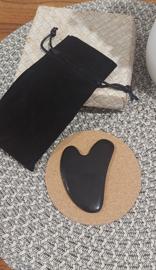 Black Obsidian Crystal Gua Sha with Bag