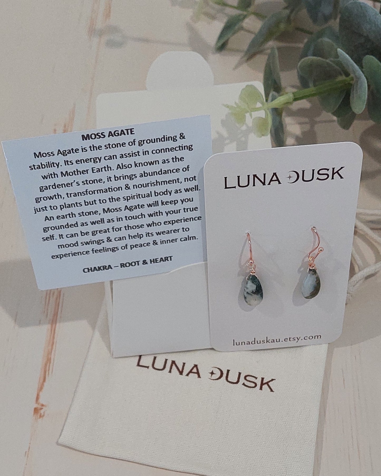 Moss Agate Handmade Earrings