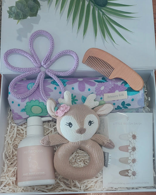 Purple Lilac Flower Baby Girl Hamper