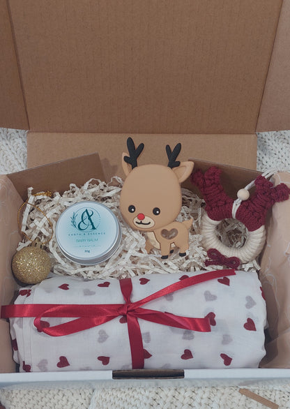 Red Reindeer Mini Baby Christmas Gift Box