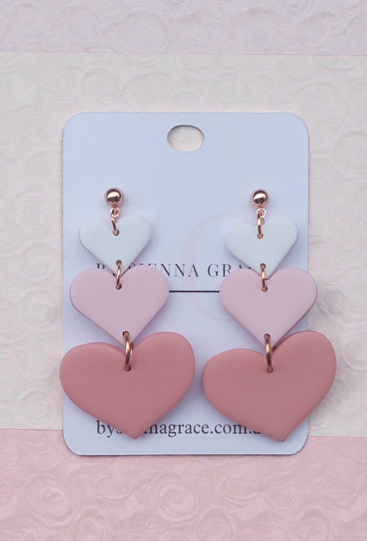 Pink Heart dangle Earrings