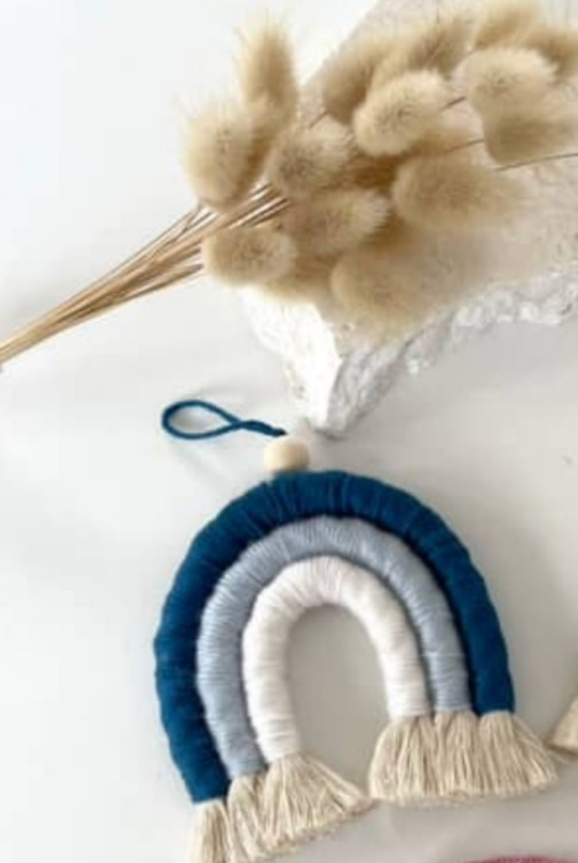 Blue Rainbow Mini Wall Macrame