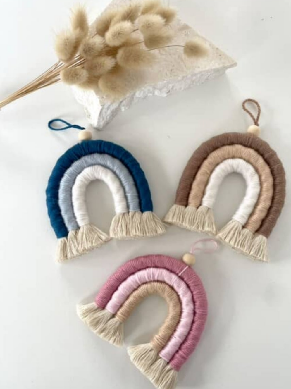 Blue Rainbow Mini Wall Macrame