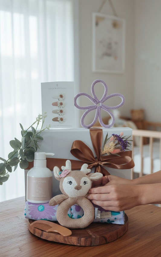 Purple Lilac Flower Baby Girl Hamper