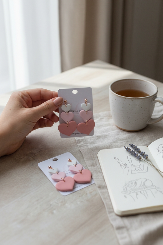 Pink Heart dangle Earrings