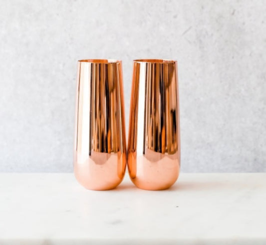 Pair of Copper Plated champagne flutes