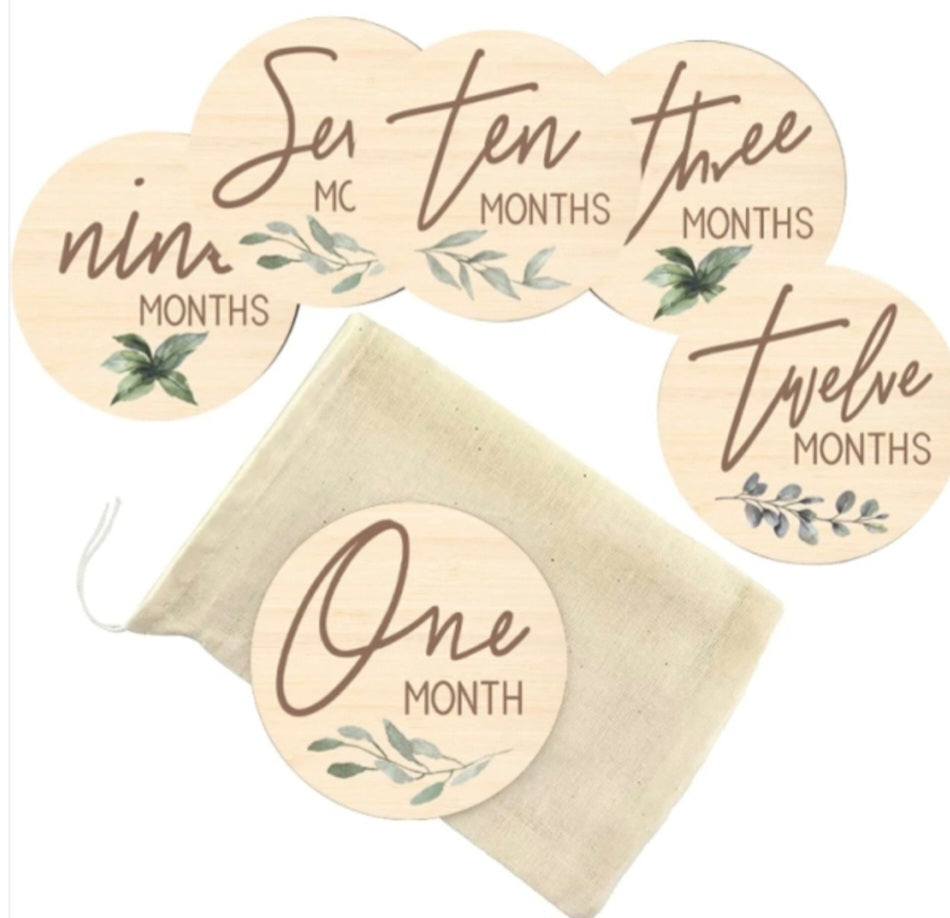 Baby Milestone Discs Months in First Year - Leaf