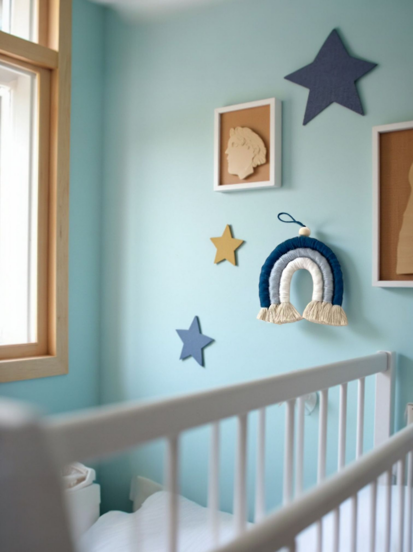 Blue Rainbow Mini Wall Macrame