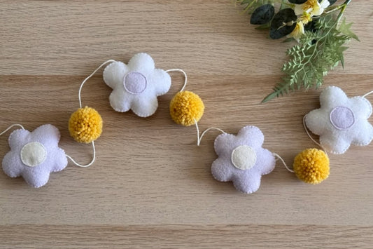 Lilac and Purple Flower Bunting for Baby Nursery