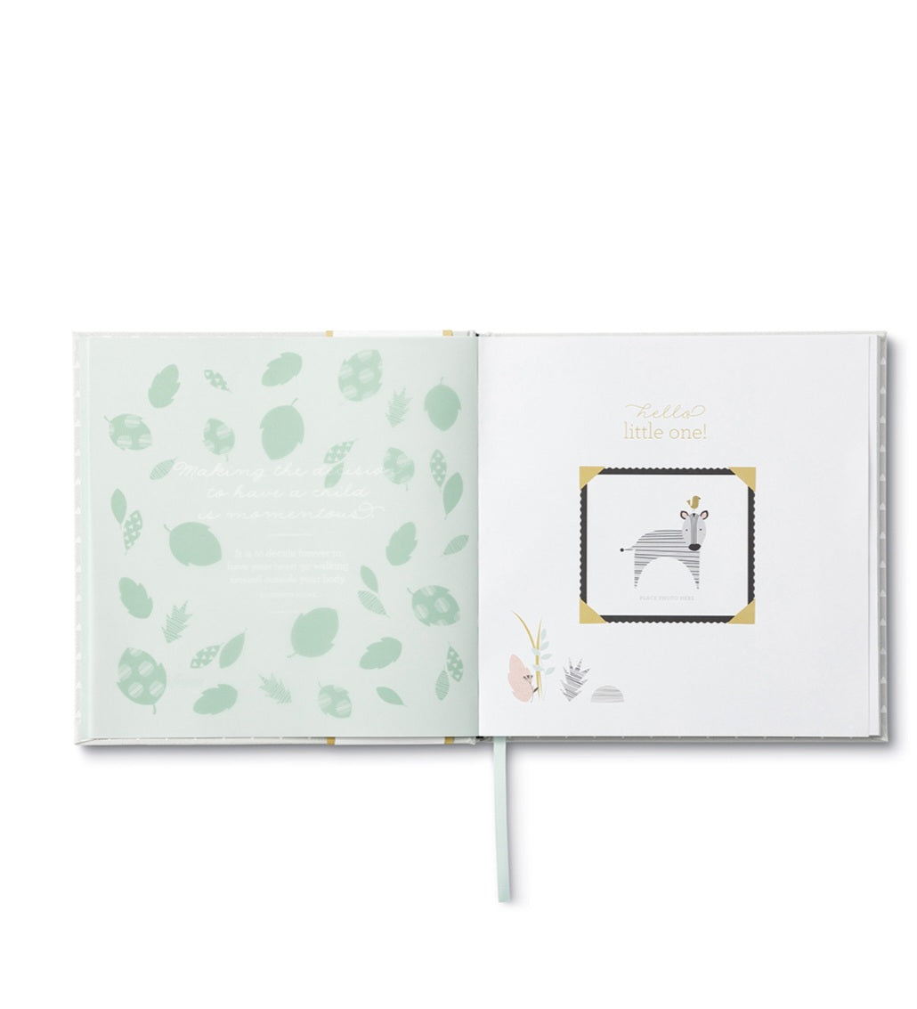 Baby Keepsake Milestone Journal- Jungle Safari Neutral Grey