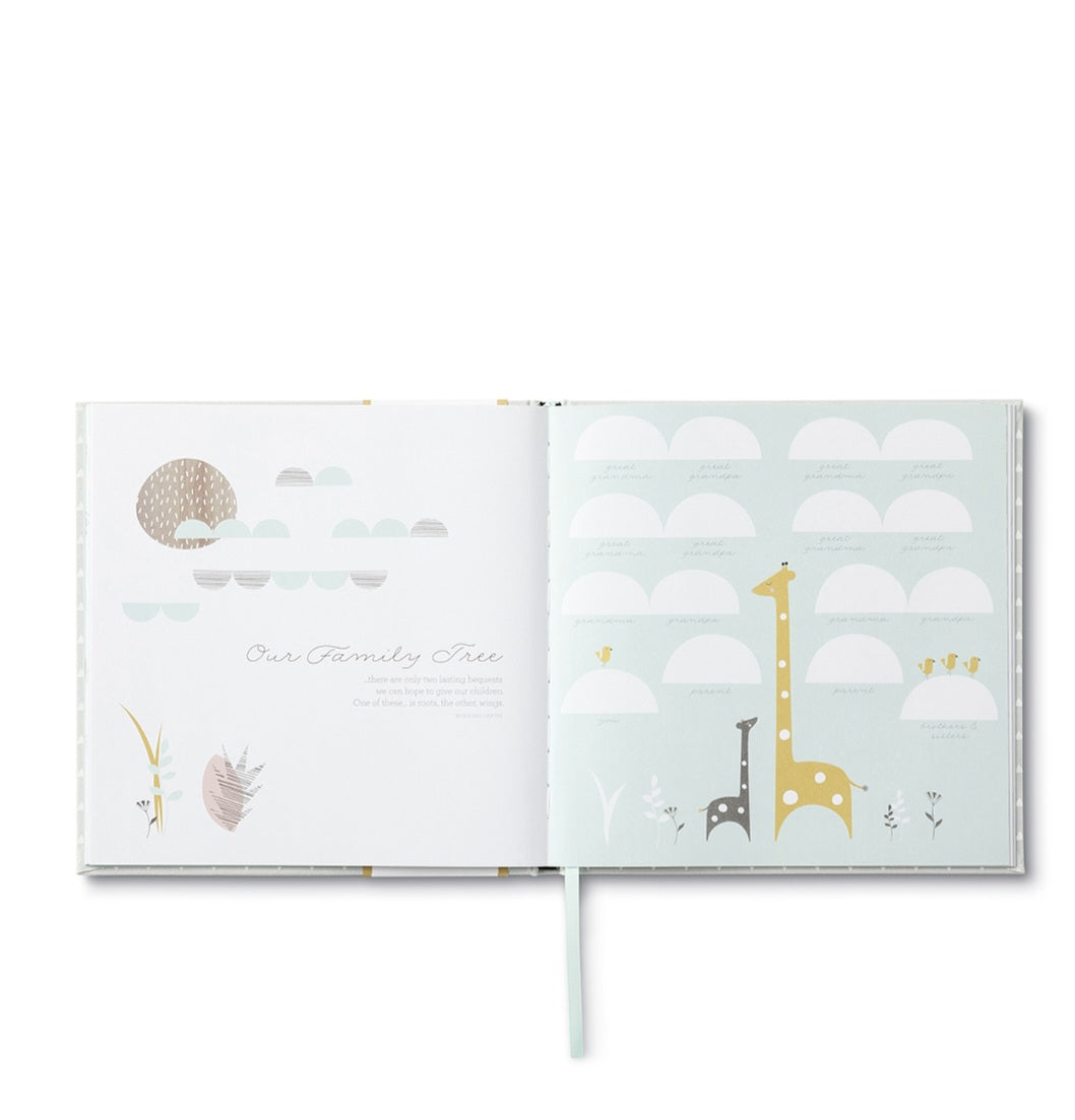 Baby Keepsake Milestone Journal- Jungle Safari Neutral Grey