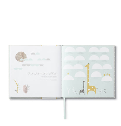 Baby Keepsake Milestone Journal- Jungle Safari Neutral Grey