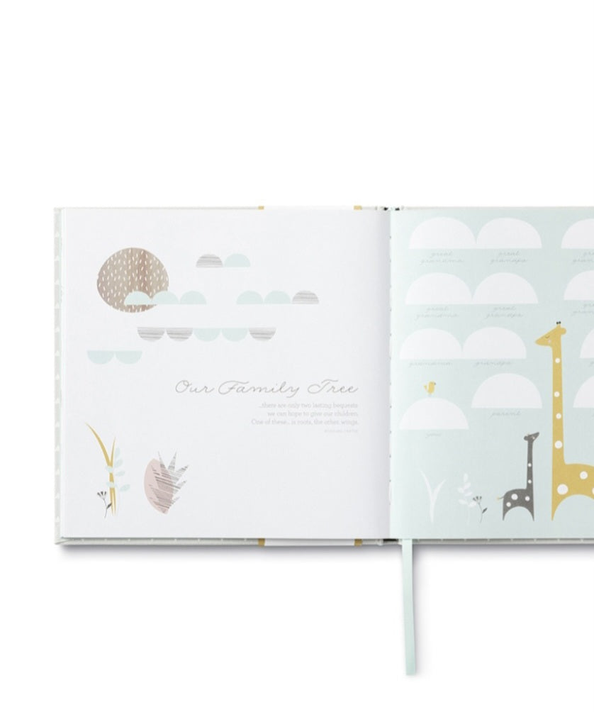 Baby Keepsake Milestone Journal- Jungle Safari Neutral Grey
